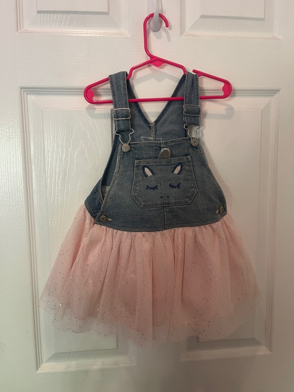 OshKosh B'gosh Denim Overall Dress with Pink Tulle Skirt